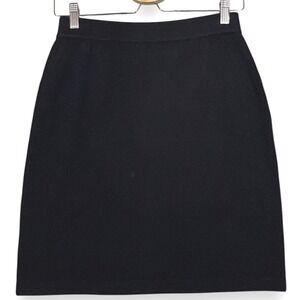 St John Basics Pencil Skirt 4 Black Santana Knit Knee Length Classic Career